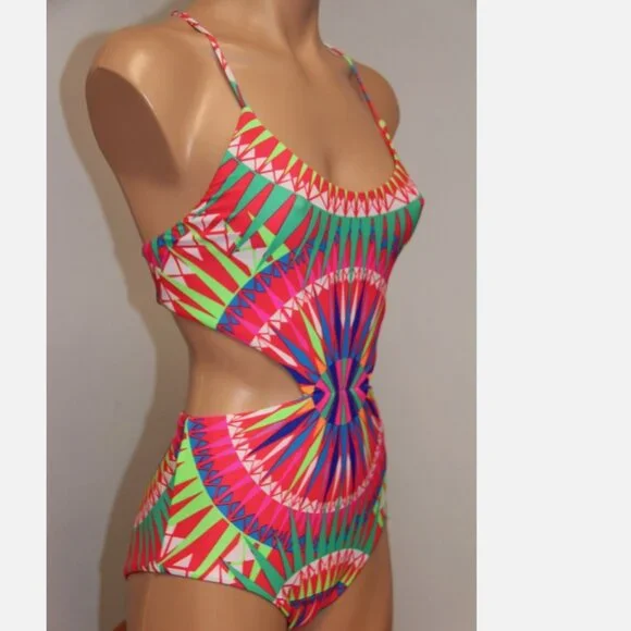 NWT Mara Hoffman Swim Swimsuit Bikini One piece monokini Sz XS SPN Red